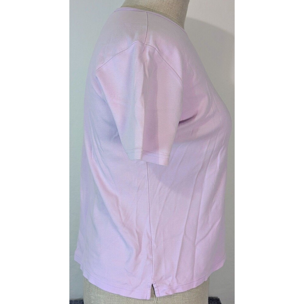 Talbots Lavender 100% Cotton Short Sleeve Crewneck T-Shirt Women's Size Large - Picture 2 of 5